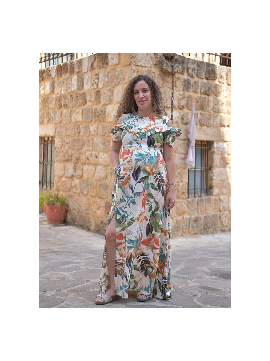 Long Ruffled Sleeves Maternity Dress