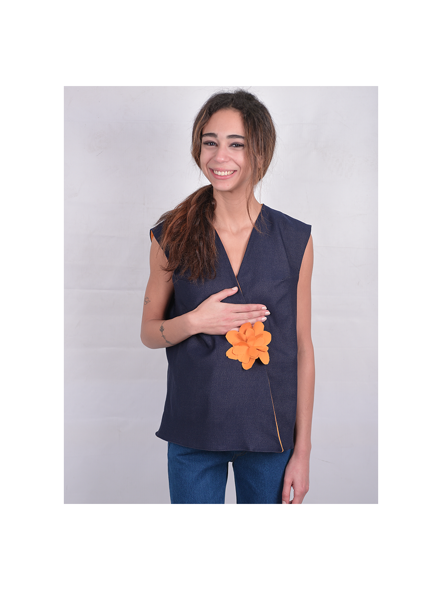 Denim Crepe Gilet