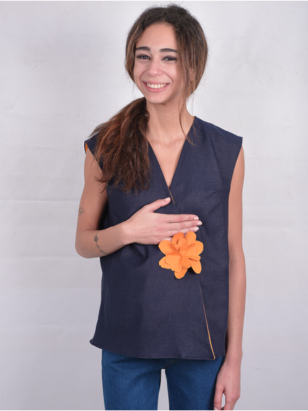 Denim Crepe Gilet