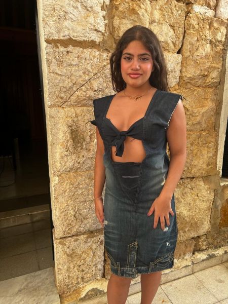denim dress upside down.